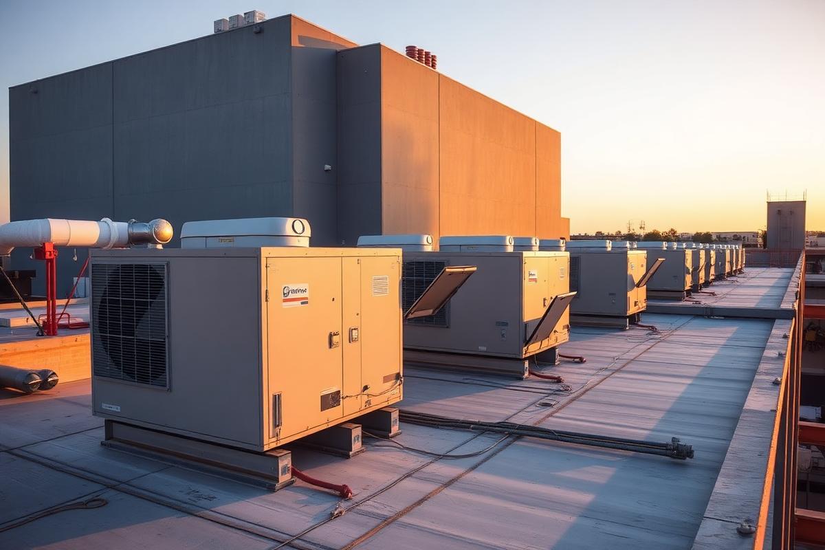 Commercial rooftop HVAC package units serviced by Coats Mechanical LLC in Central Texas