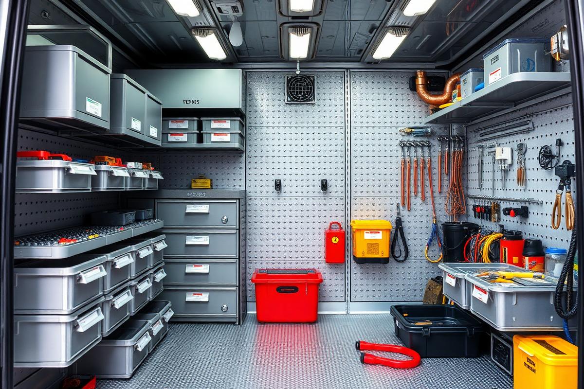 Fully stocked Coats Mechanical LLC service truck with organized HVAC parts and tools