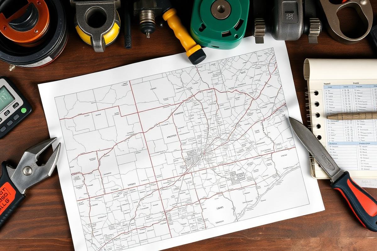Central Texas service route map and HVAC tools used by Coats Mechanical LLC